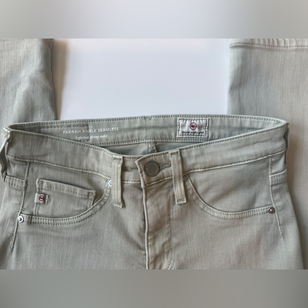 New AG JEANS Farrah High-Rise Skinny Ankle Women's 23x28 Sulfur Agave Seamless - Picture 2 of 5